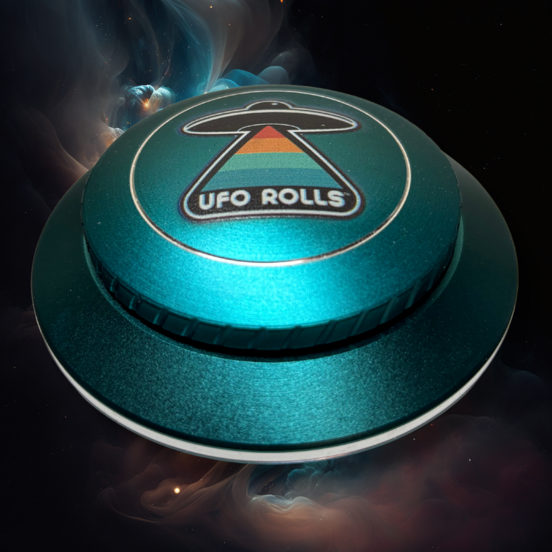 UFO Rolls Turquoise Aluminum Herb Grinder – 2.75" 3-Piece with 2.2" Chamber