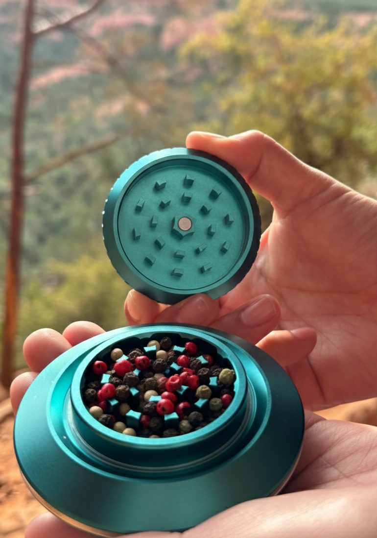 UFO Rolls Turquoise Aluminum Herb Grinder – 2.75" 3-Piece with 2.2" Chamber
