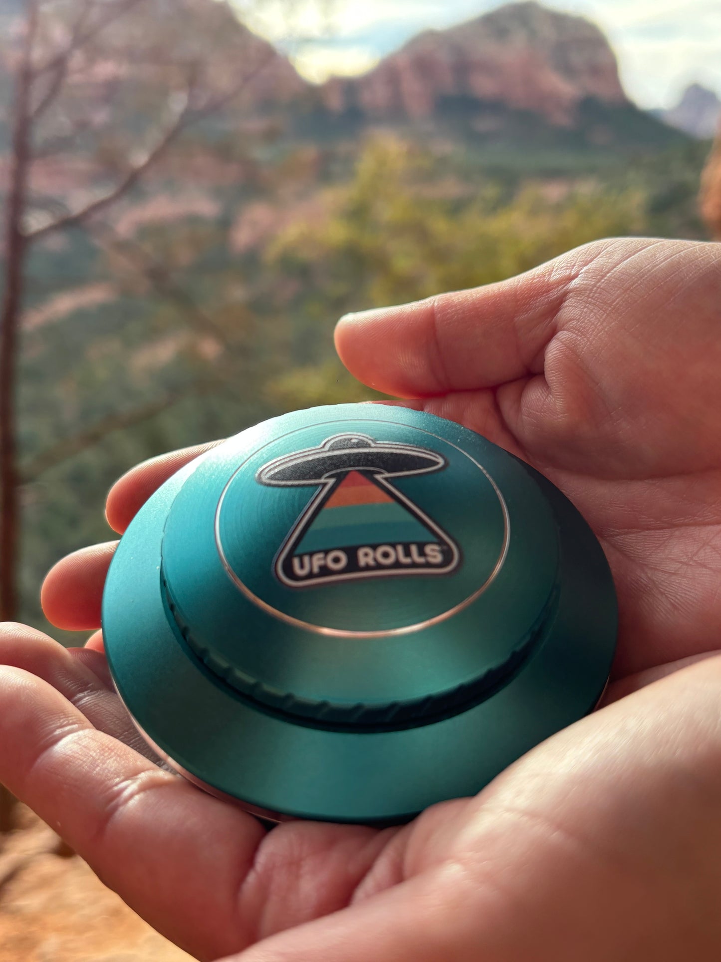 UFO Rolls Turquoise Aluminum Herb Grinder – 2.75" 3-Piece with 2.2" Chamber