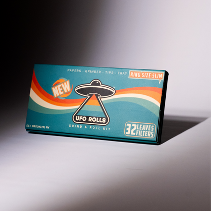 Grind & Roll Kits - Box of 15 Rolling Paper Kits [King Size Slim, Unbleached]