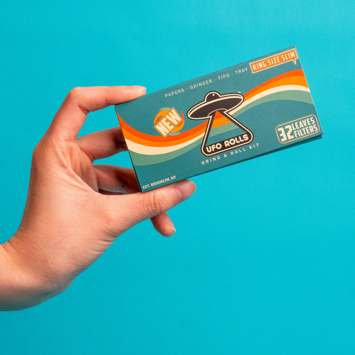 Grind & Roll Kits - Box of 15 Rolling Paper Kits [King Size Slim, Unbleached]