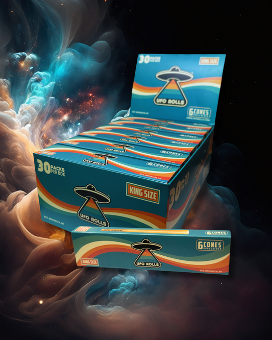 6-Packs of Pre-Rolled Cones - Box of 30 Packs [King Size, Unbleached]